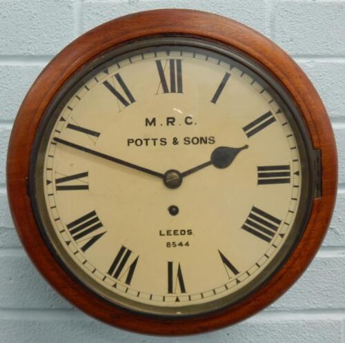 A late 19thC mahogany railway wall clock