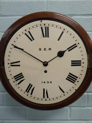 A late 19th/early 20thC mahogany railway wall clock - 2