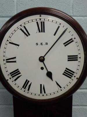 A late 19th/early 20thC mahogany railway drop dial wall clock - 2