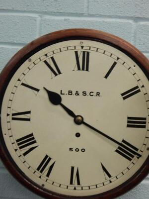 A late 19th/early 20thC mahogany railway wall clock - 2