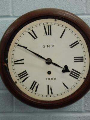 A late 19th/early 20thC mahogany railway wall clock - 2