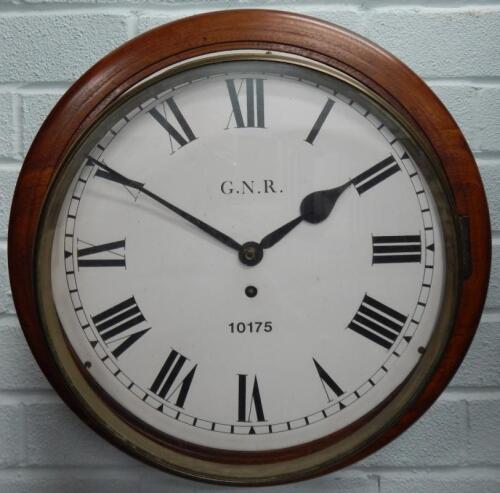 A Late 19th early 20thC Mahogany Railway Wall Clock