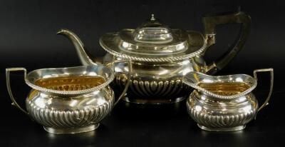 A George V silver three piece tea set