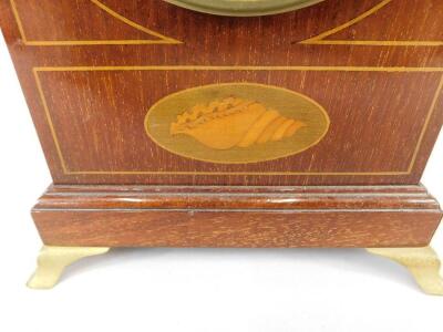 An Edwardian mahogany and marquetry mantel clock - 2