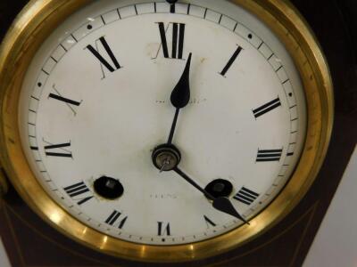 An Edwardian mahogany and marquetry mantel clock - 3