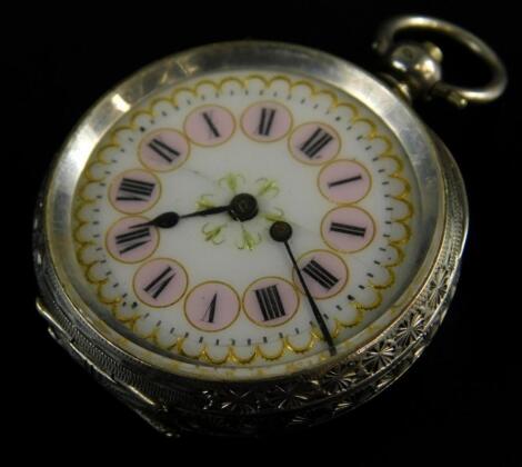 A late 19th/early 20thC Swiss white metal fob watch