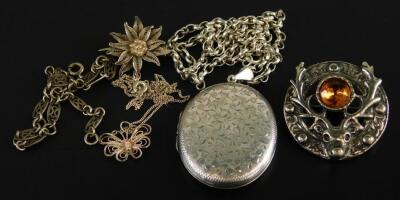 A collection of white metal and other jewellery