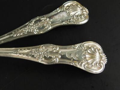 A pair of Victorian silver King's pattern serving spoons - 2