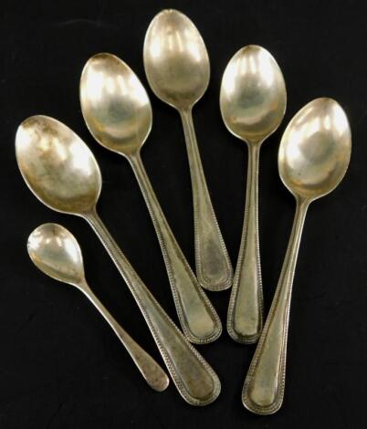 A set of five silver teaspoons