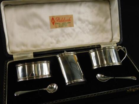 An Elizabeth II silver three piece cruet