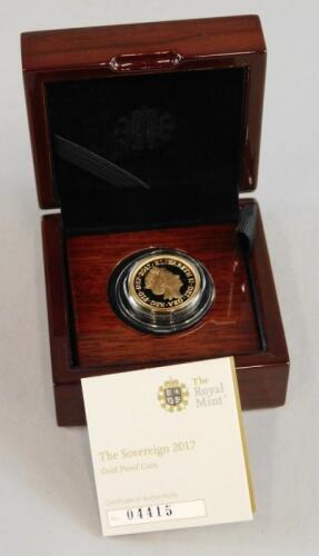 A 2017 gold proof Windsor Mint full sovereign
