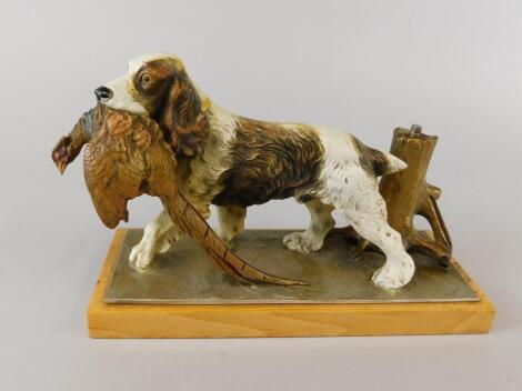 An early 20thC cold painted spelter table lighter