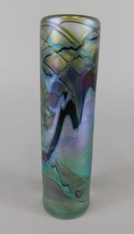 An iridescent Art Glass cylindrical vase