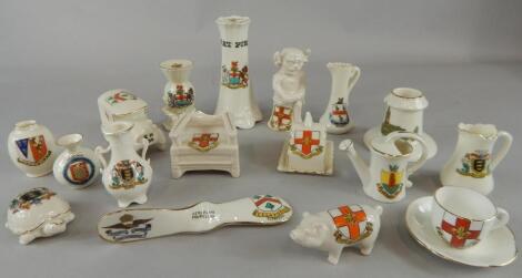 A collection of crested china