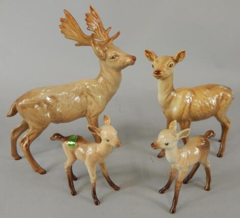 Four Beswick deer