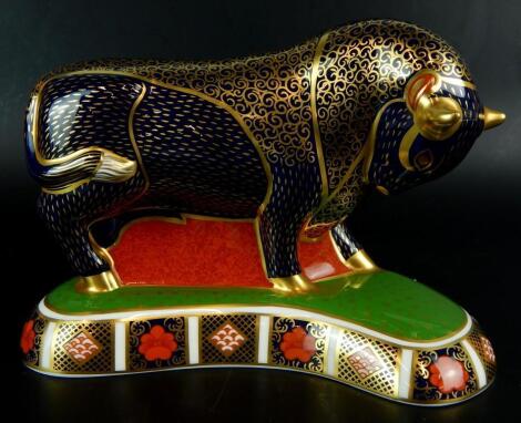 A Royal Crown Derby bull paperweight