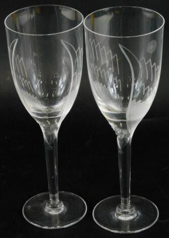 A pair of modern Lalique wine glasses