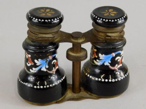 A late 19thC Continental glass and gilt metal double inkwell