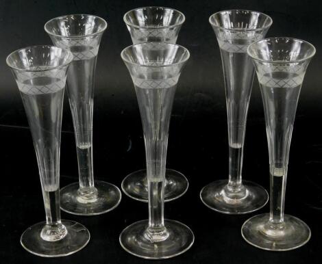 A part set of 1920's cut glass champagne flutes