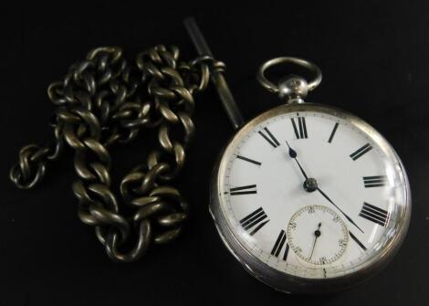 A silver cased pocket watch