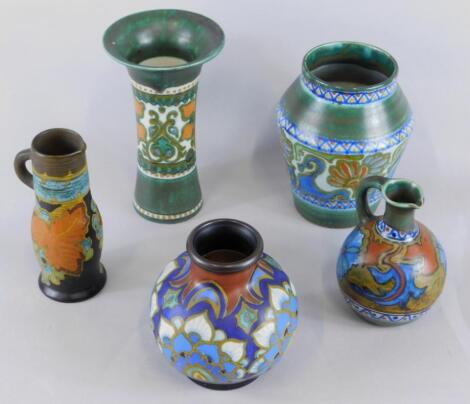 Five items of Dutch Art pottery