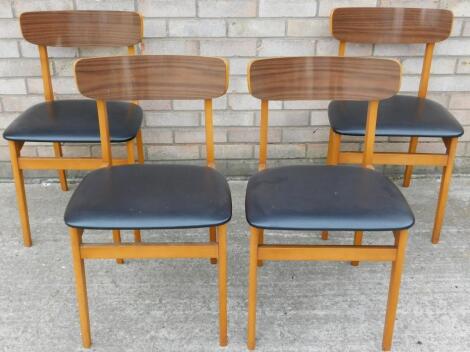 A set of four 1960's/70's retro style beech and melamine dining chairs