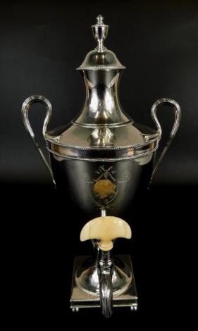 A George III silver two handled tea urn