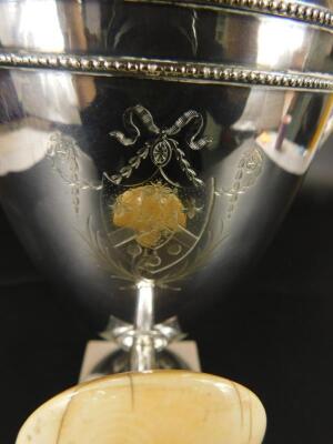 A George III silver two handled tea urn - 4