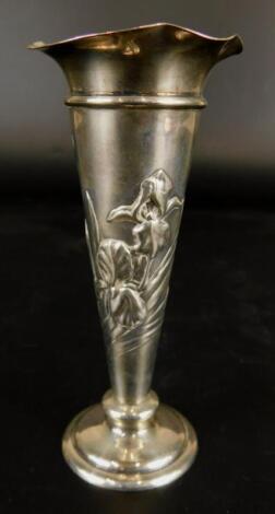 An Edwardian silver specimen vase