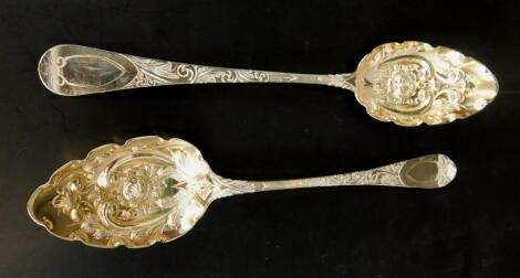 A pair of George III silver fruit or berry spoons