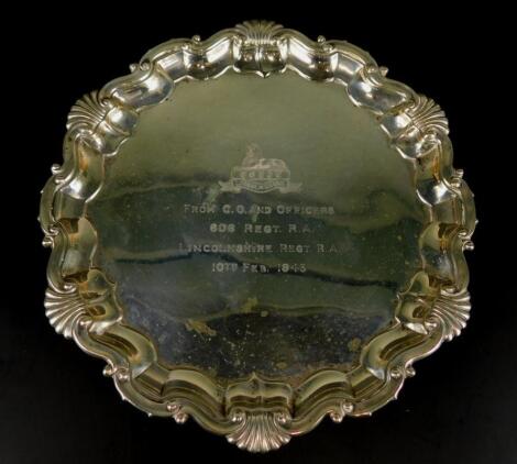 A late Victorian silver salver or waiter