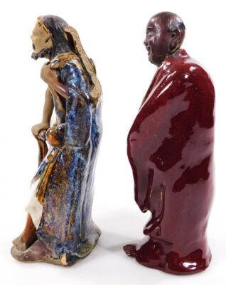 A pair of Chinese pottery Ming style figures - 5