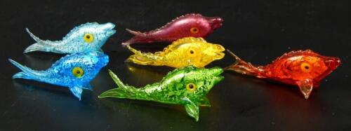 Six Murano glass fish