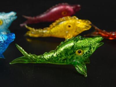 Six Murano glass fish - 2