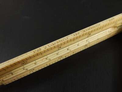 A late 19thC 24" four fold ivory and nickel scale rule - 3