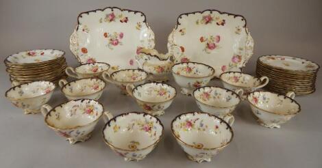 A late 19th/early 20thC Cauldon floral painted and printed part tea service