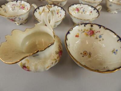 A late 19th/early 20thC Cauldon floral painted and printed part tea service - 4