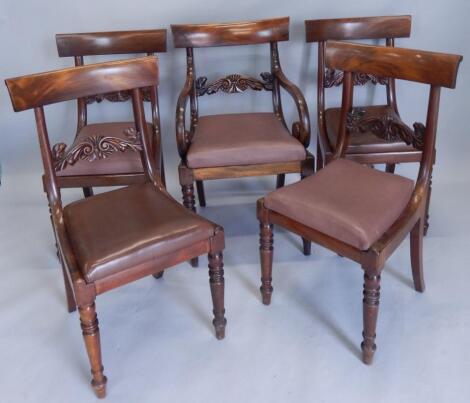 A set of five William IV mahogany dining chairs