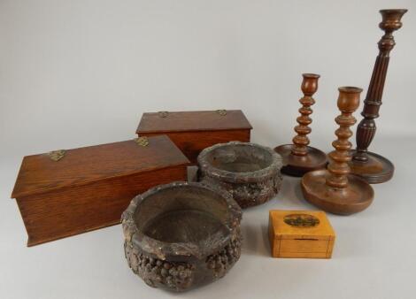 A collection of wooden items