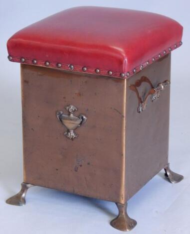 An early 20thC copper Art Nouveau style coal box