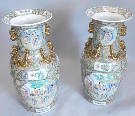 A large pair of late Chinese porcelain vases