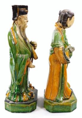 A pair of Chinese pottery Ming style figures - 16