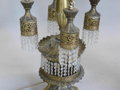 A pair of Continental gilt metal table lamps - 2