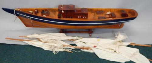 A scale model of a two masted sailing ship