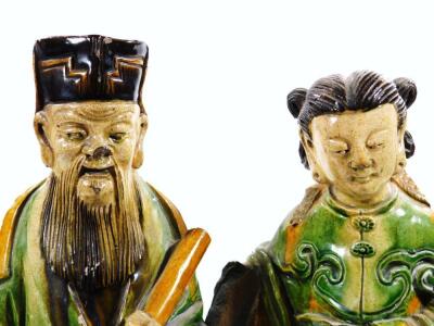 A pair of Chinese pottery Ming style figures - 18