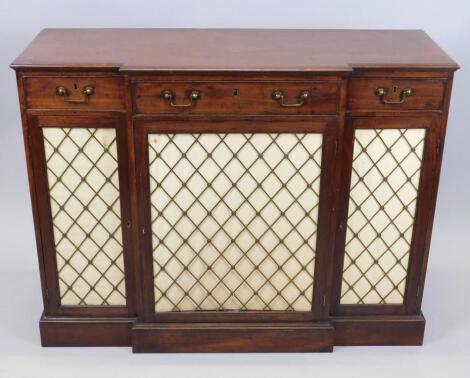 A 19thC mahogany breakfront sideboard