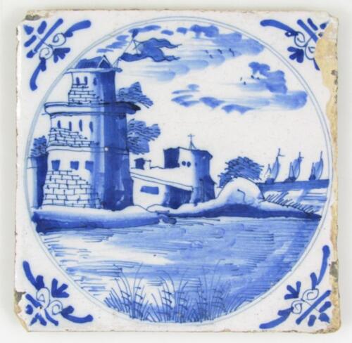 An 18thC English blue and white Delft tile