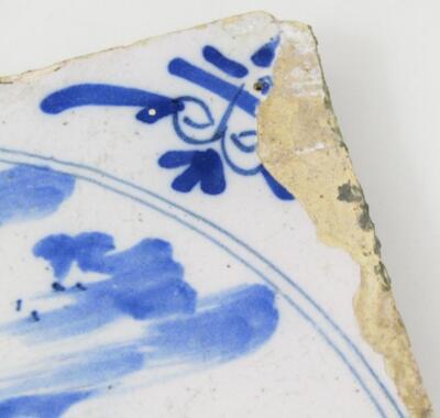 An 18thC English blue and white Delft tile - 3