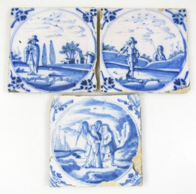 An 18thC blue and white Delft tile