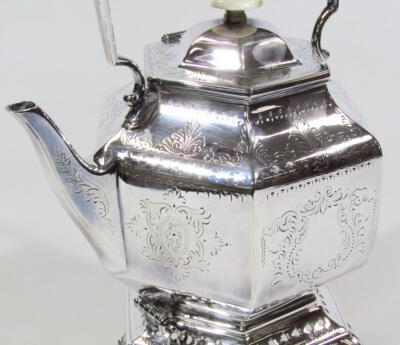 An Edwardian silver plated spirit kettle - 3